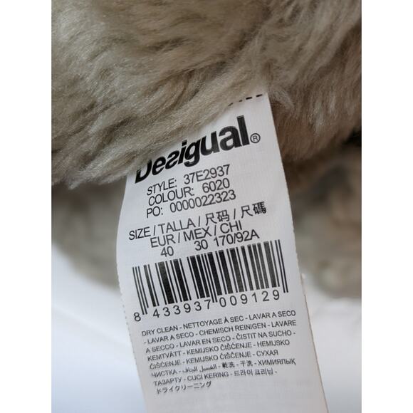 Desigual Jacket Wool Chunky Knit Faux Fur Art to Wear Boho Fall Winter Size 8 - Picture 12 of 16